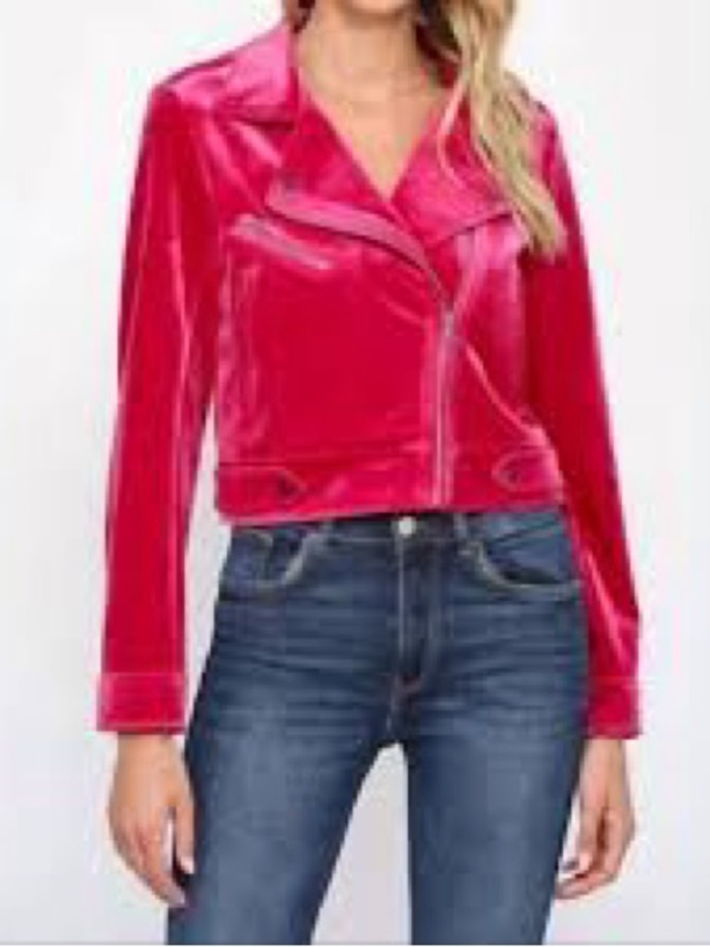 Fate Hot Pink Velvet Moto Jacket size medium in EUC only wore once